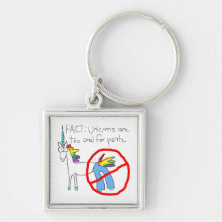 För coolt för byxor fyrkantig silverfärgad nyckelring