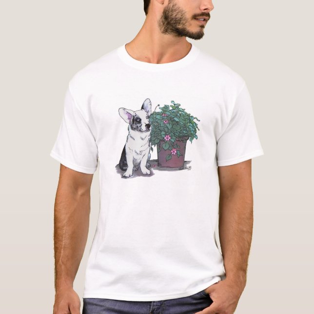 För Corgidräkt för kofta walesiska blått Merle för Tee Shirt (Framsida)