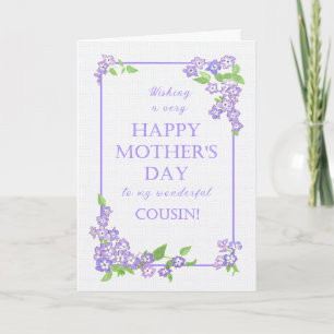 För Cousin Mors dag Mauve Phlox Flowers Card Kort
