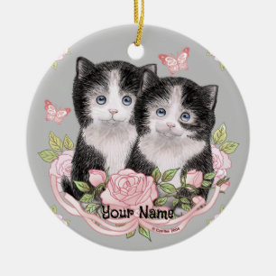 För Cute Kittens-kattornament Julgransprydnad Keramik