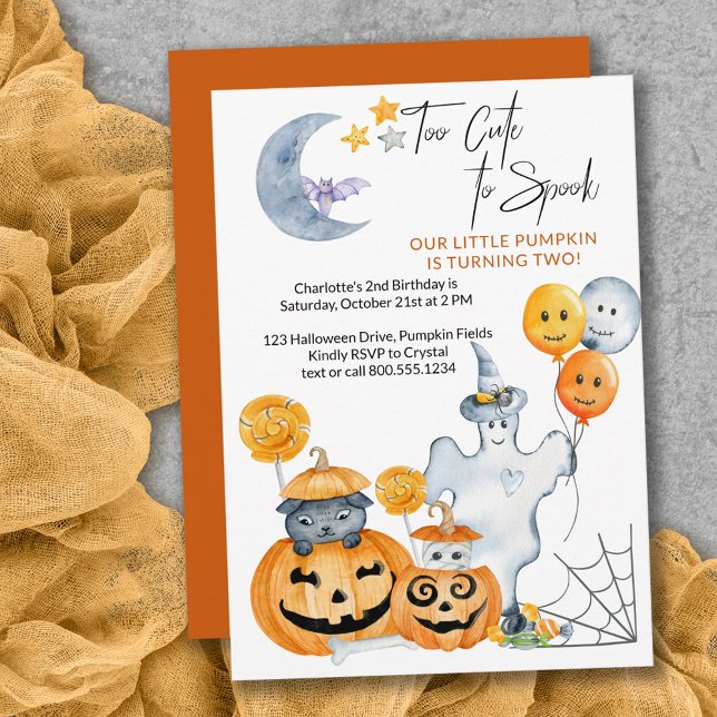 För cute till Spook Roligt Halloween-Födelsedagsfe Inbjudningar (Skapare uppladdad)