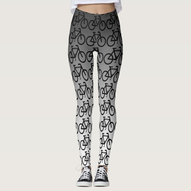 För cykelabstrakt för svart silver metallisk leggings (Framsida)