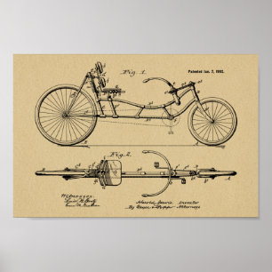 För cykelpatent för vintage tillbakalutat tryck