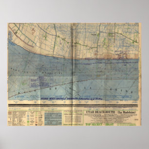 För D-Dag för vintageUtah strand karta invasion Poster