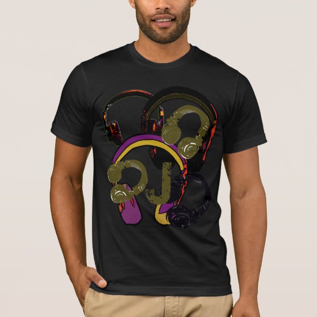 för d.j. . bild av hörlurar t shirt (Framsida)