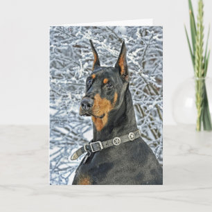 För daghelgdag för Doberman frostigt kort