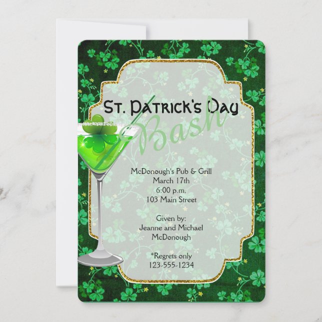 För dagMartini för St. Patricks inbjudan party (Framsida)