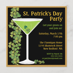 För dagShamrock för St. Patricks Martini inbjudan