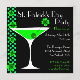 För dagShamrock för St. Patricks Martini inbjudan