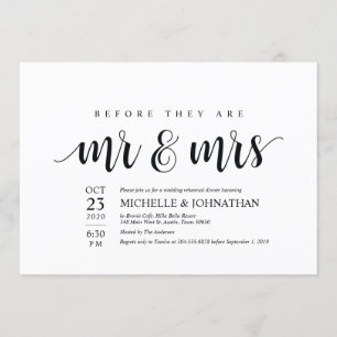 För de är Herr och Fru repetitioninbjudan Inbjudningar