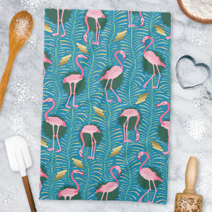 För Deco för Flamingofågel20-tal guld för blå Kökshandduk