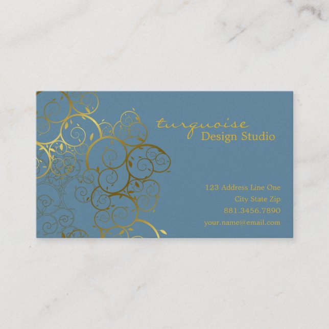 För Deco för guld- spirallöv dekorativ chic Visitkort (Framsida)