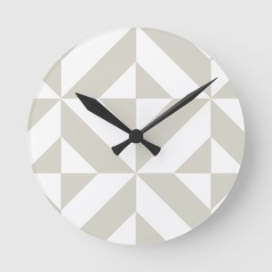 För Deco för medel grått geometriskt mönster kub Rund Klocka