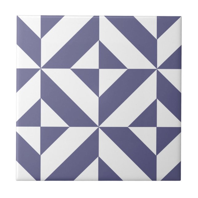 För Deco för midnatta blått geometriskt mönster Kakelplatta (Framsidan)