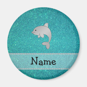 För delfinturkos för personlig känt glitter magnet