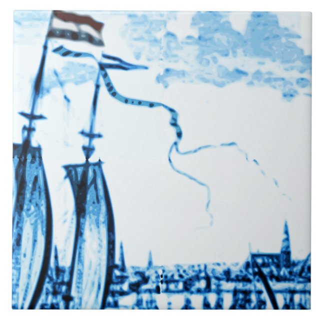 För Delftware för Amsterdam antikvitetfrakter Look Kakelplatta (Framsidan)