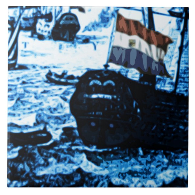 För Delftware för Amsterdam antikvitetfrakter Look Kakelplatta (Framsidan)