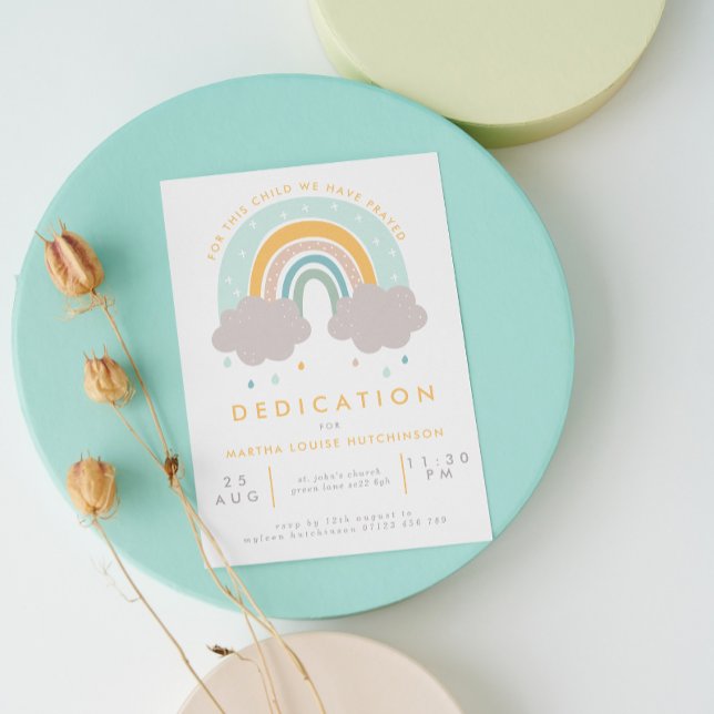 För den här underordnade Pastel Rainbow Baby-avgrä Inbjudningar (Skapare uppladdad)