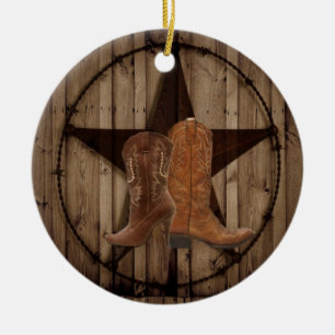 För den Texas för ladugården startar den Wood Julgransprydnad Keramik