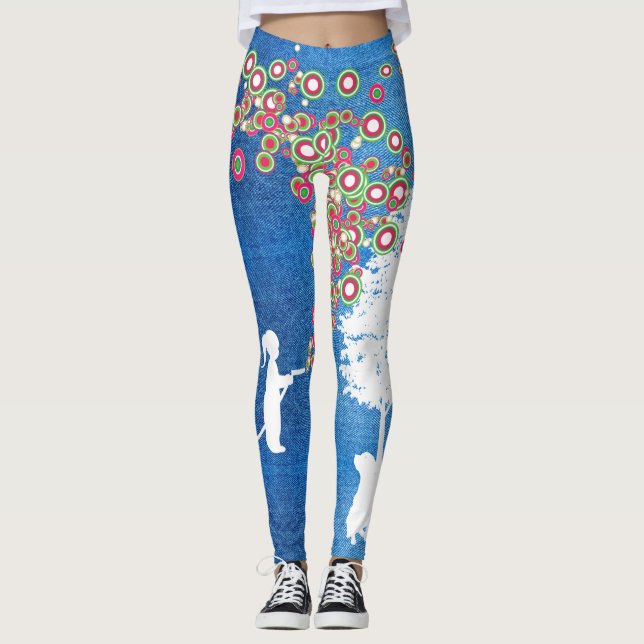 för denimstil för trädgårds- grafitti banksy leggings (Framsida)
