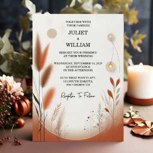 För Desert Rustic Boho Autumn Ombre Brown Bröllop Inbjudningar