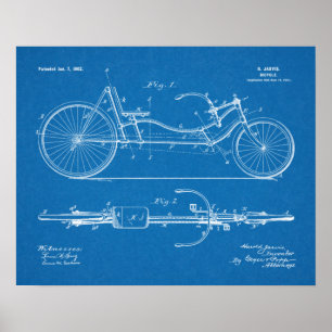 För designpatent för 1902 cykel tillbakalutat poster