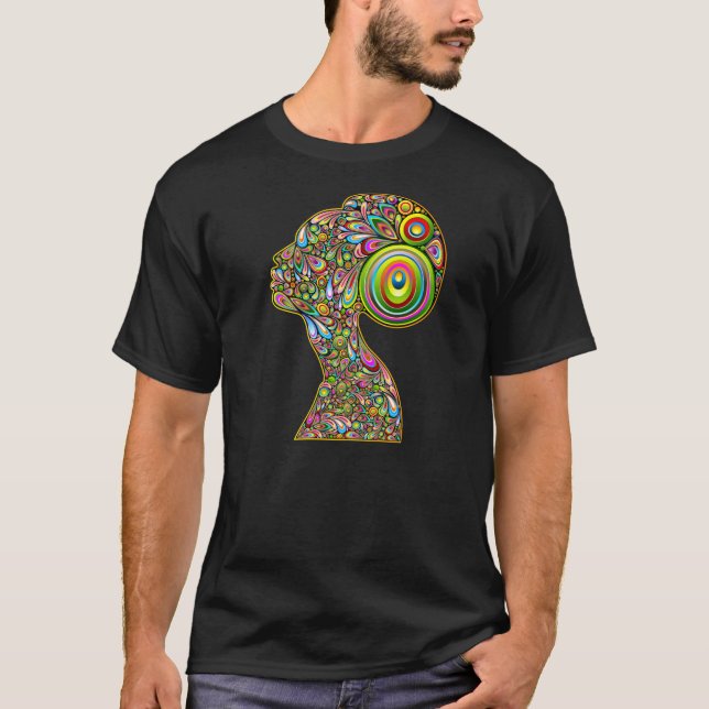 För designporträtt för kvinna Psychedelic T-tröja Tee (Framsida)