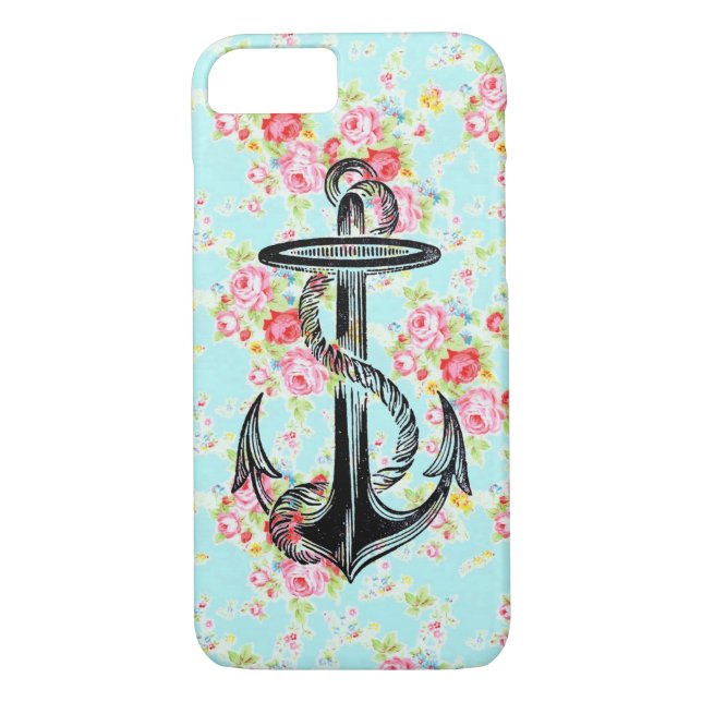 För det blom- ankrar den sjaskiga ron romönster Case-Mate iPhone skal (Baksida)