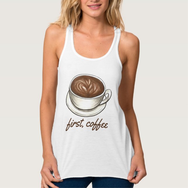För det första Tanktopet med kaffe i Seattle Latte Linne Med Racerback (Framsida)