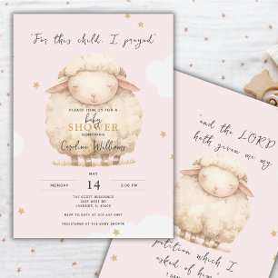 För det här barnet bad jag Religiösa Rosa Lamb Gir Inbjudningar