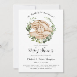 För det här barnet har vi sökt babyskor Inbjudan