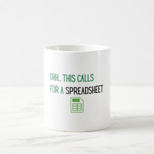 För detta krävs ett kalkylblad kaffemugg