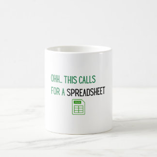 För detta krävs ett kalkylblad kaffemugg
