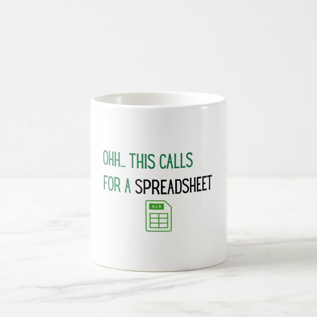 För detta krävs ett kalkylblad kaffemugg (Center)