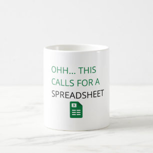 För detta krävs ett kalkylblad kaffemugg