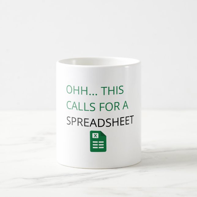 För detta krävs ett kalkylblad kaffemugg (Center)