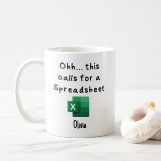 För detta krävs ett kalkylblad, skatterepresentati kaffemugg