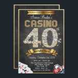För diamantfödelsedag för kasino 40th guld- inbjudningar<br><div class="desc">För Bling för guld- svart tavla för diamant för dobbleri 40th för kasinonattpoker inbjudan metallisk födelsedag</div>