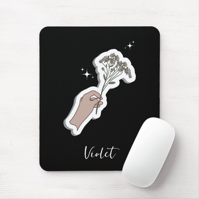 "För dig" Aesthetic Flower Illustration Musmatta (Med mus)