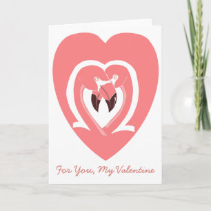 För dig mitt kort för valentinFlamingoshjärta