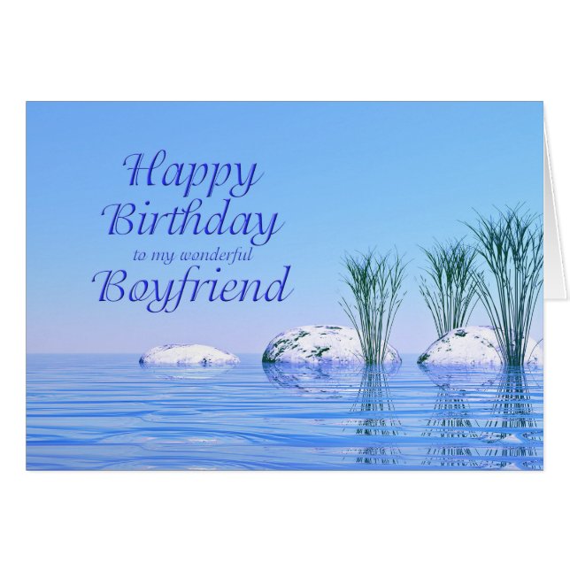 För din Boyvän, en Spa like, Blue Birthday Hälsningskort (Framsidan Horizontal)