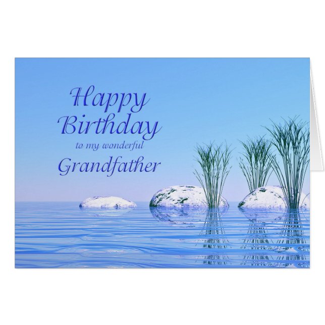 För din farfar, en Spa like, Blue Birthday Hälsningskort (Framsidan Horizontal)