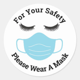För din säkerhet, Bära en mask och streck Runt Klistermärke