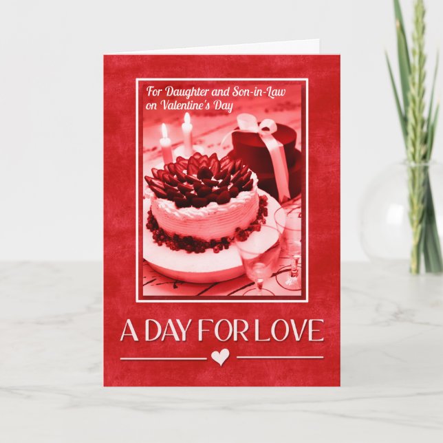 för dotter och Son i lag på valentin dag Helgkort (Framsida)