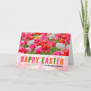 för Dotter Rosa Tulip Garden Påsk Helgkort