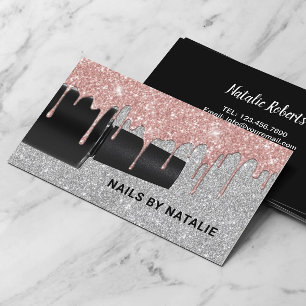 För droppandesilver för nagel polsk rosa guld- visitkort
