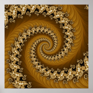 För dubblaspiral för Fractal guld- affisch
