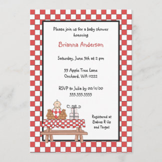 För duschinbjudan för baby Q pojken med ljust flår Inbjudningar