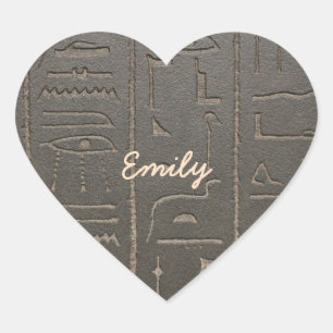 För egyptenhandstil för egyptiska Hieroglyphs Hjärtformat Klistermärke
