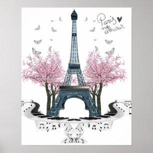 För Eiffel för Paris amour nätt affisch torn